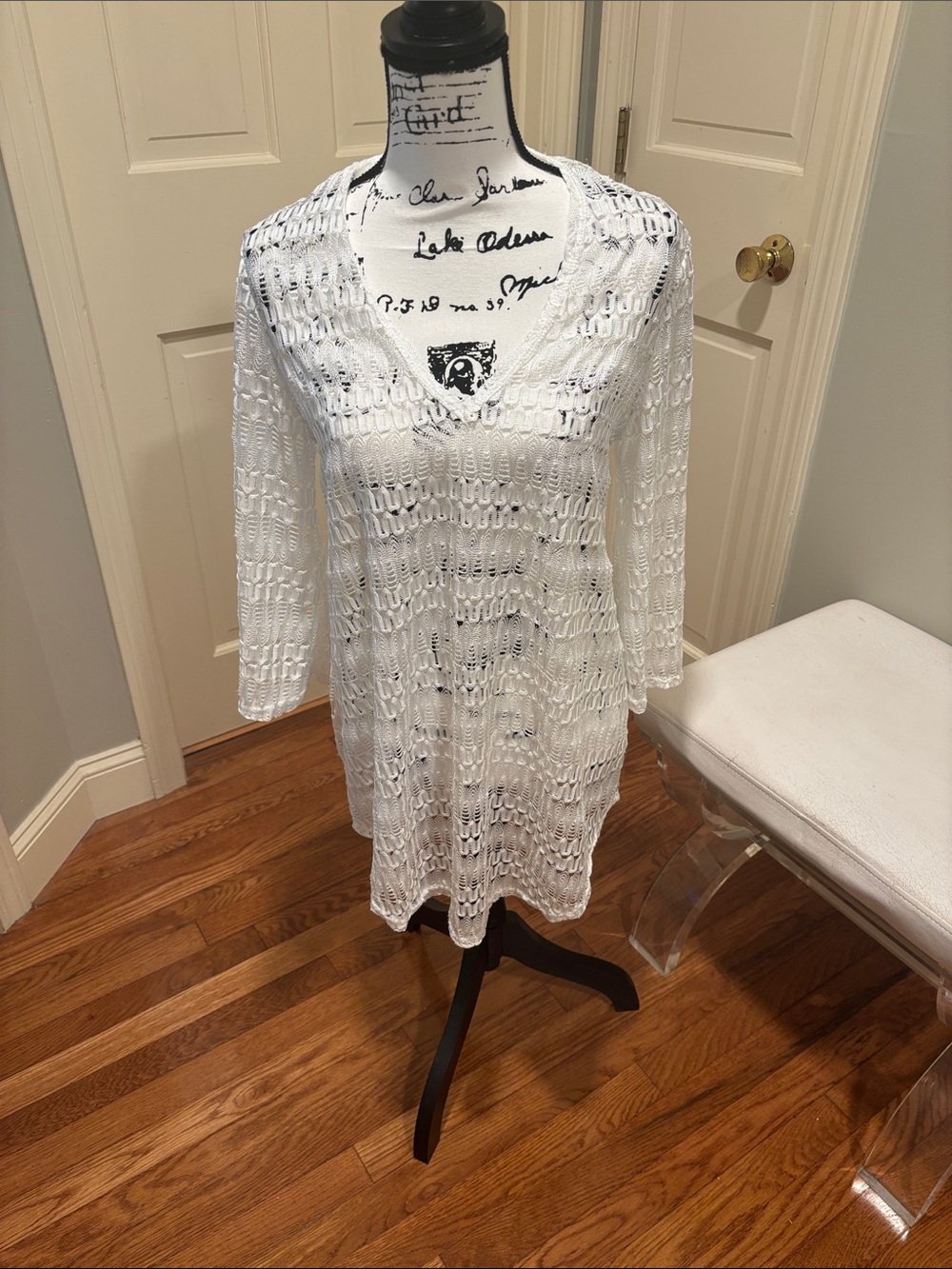 Jordan Taylor White Crochet Swim Coverup